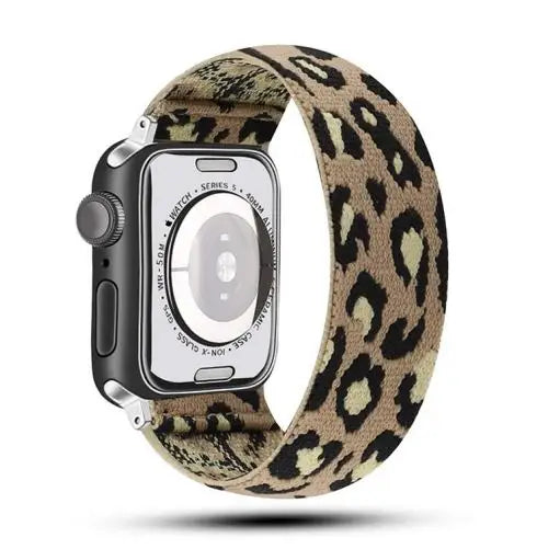 Tan Cream Cheetah Nylon Apple Watch Band