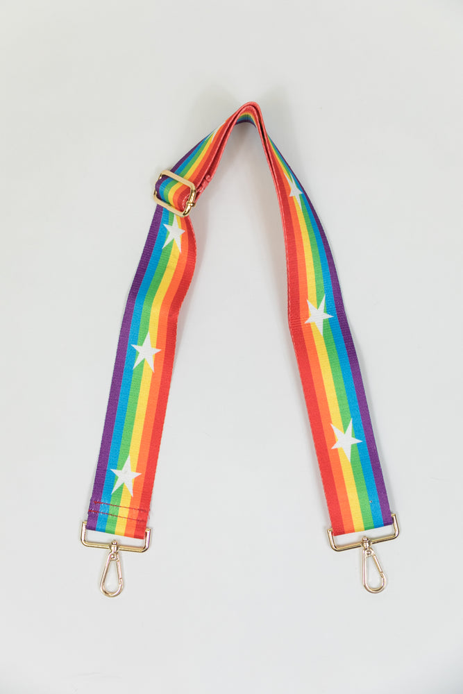 Adjustable Bag Strap - Rainbow Stripe w/ White Stars
