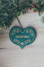 Cranford Wood Ornament - Blue Folk Heart