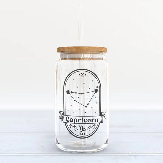 Capricorn Clear Glass Can Tumbler