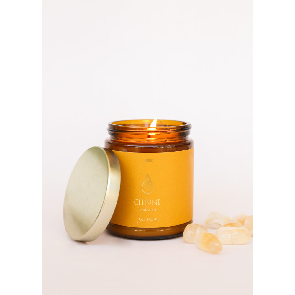 Amber Crystal Candle- Citrine
