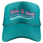 Take It Easy Foam Trucker Hat in Deep Teal